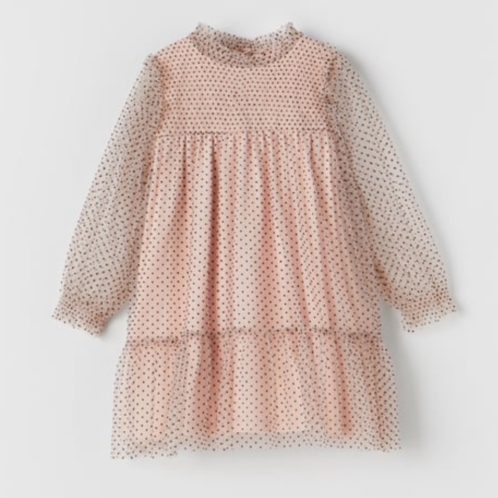 BRAND NEW!! Zara baby girl Flocked Combination Polka Dot dress 2-3T - Picture 1 of 6